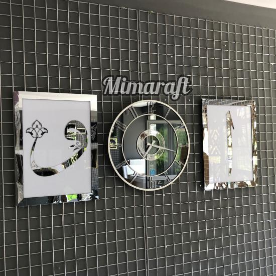 Aynalı Model 2 Li Elif-Vav Tablo ve Saat Seti
