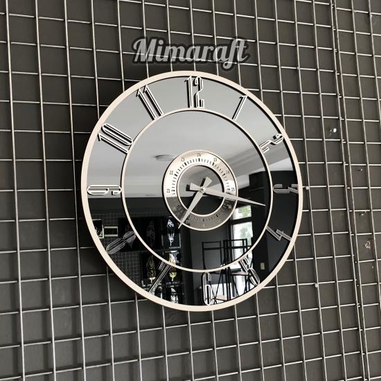 Aynalı Duvar Saati (Gümüş)